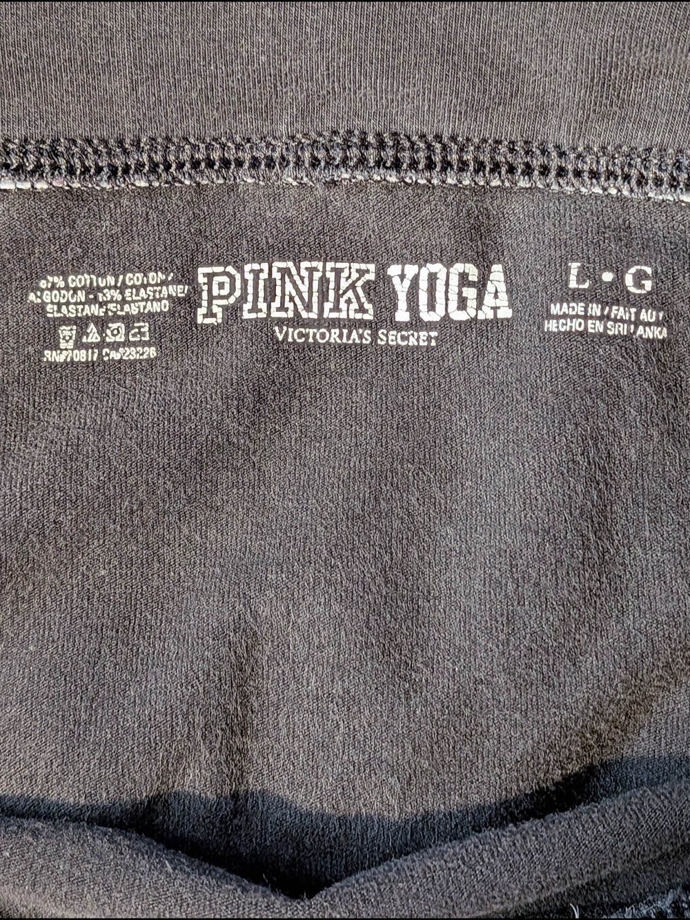 Victoria's Secret PINK Logo Yoga Stretch Pants Black Wide Waistband Size Large - Picture 8 of 11
